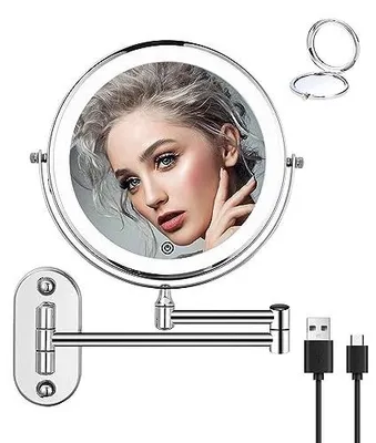 Zdjęcie produktu dla Lusterko kosmetyczne LED ścienne obracane 360 powiększenie 10X