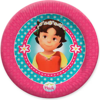 Produktbild von Papp-Teller Heidi 23 cm 10x Pappteller Einwegteller bunt für Kindergeburtstag