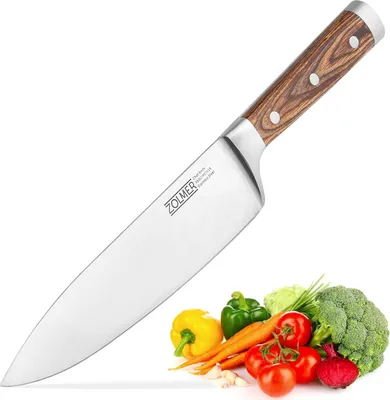 Produktbild von ZOLMER® Kochmesser - Extra scharfes Küchenmesser - Chefmesser mit komfortablem Griff aus Pakka Holz - Einzigartiges Schneideerlebnis