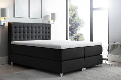 Produktbild von Boxspringbett Schlafzimmerbett Bett BAROS Stoff Schwarz 140x200cm