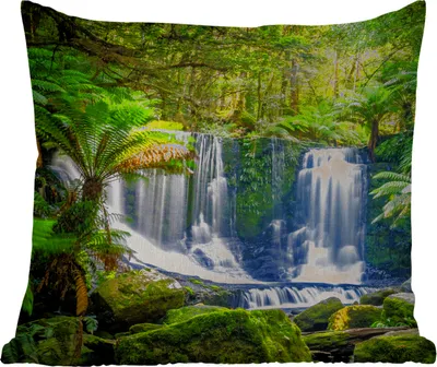 Produktbild von MuchoWow® Outdoor Kissen - Dschungel - Wasserfall - Australien - Pflanzen - Natur - 60x60 cm - Wetterfest - Lounge Kissen - Dekoration - Schlaf Kissen