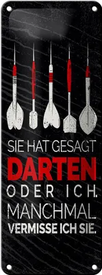 Produktbild von Blechschild lustig sie gesagt Darten oder ich, 27 x 10 cm, Blechschilder Spruch Sport Hobby