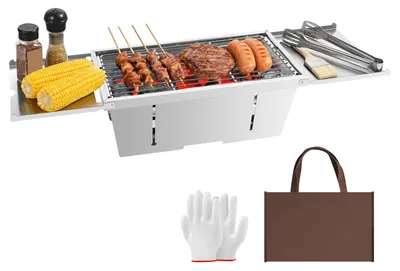 Zdjęcie produktu dla Przenośny, składany grill – grill węglowy ze stali nierdzewnej, grill stołowy
