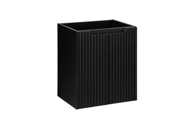 Image de Armoire De Salle De Bain 50 Cm Noir Mat Rainuré 2 Portes Moderne