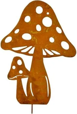 Produktbild von Rost Große Pilze Gartendeko, Roststecker Fliegenpilze, Metall Edelrost Pilzes Gartenstecker Herbst Rost Deko für Innen & Außen Garten Dekoration