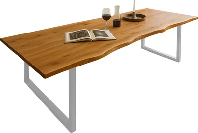 Produktbild von SAM® Esstisch Baumkante massiv Akazie natur 240 x 100 silber QUINN