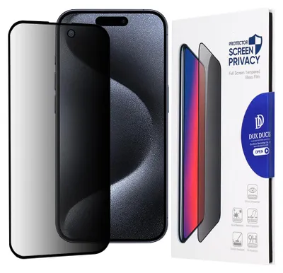 Produktbild von Dux Ducis Privacy-Displayschutzglas für - iPhone 15 Pro - schwarz