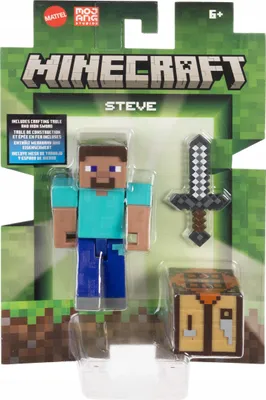 Produktbild von MINECRAFT FIGUR STEVE Pixelfigur + Zubehör JCN28
