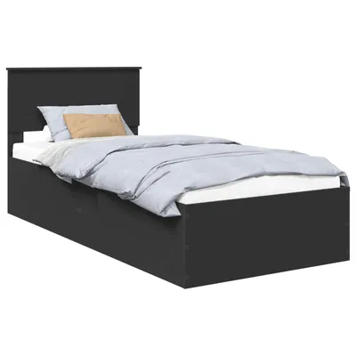 Produktbild von vidaXL Bettrahmen mit Kopfteil Schwarz 100 x 200 cm Holzwerkstoff
