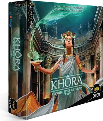 Produktbild von IELLO, Khôra, Strategiespiel Antike, Strategische Entscheidungen im antiken Griechenland, Erlebe spannende Konflikte und Handel, Für 2–4 Spieler ab 14 Jahren