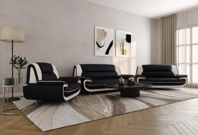 Produktbild von Kaiser Möbel Sofagarnitur 3+2+1, stoff Soft, Schwarz + Weiß, Palermo