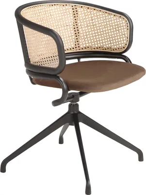 Produktbild von Drehstuhl aus Rattan und braunem Samt 4129