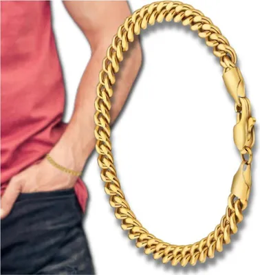 Image de Bracelet pour homme en acier chirurgical, doré, massif