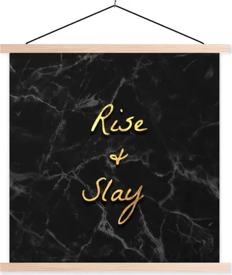 Produktbild von MuchoWow® Textilposter Zitate - Sprichwörter - Gold - Marmor 60x60 cm mit holzfarbenen Rahmen - Wanddekoration