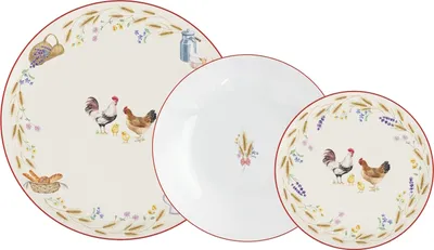 Produktbild von 18tlg Tafelservice COUNTRY LIFE Bauernhof weiß bunt Porzellan Easy Life