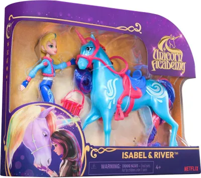 Produktbild von Spin Master Unicorn Academy Isabel & River Puppe & Einhorn, Kunststoff, Mehrfarbig, 11.5 cm & 12.5 cm, 7 Artikulationspunkte, ab 4 Jahren, NETFLIX-Serie