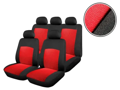 Immagine prodotto di Coprisedili universali per auto, set da 6 pezzi, nero con rosso