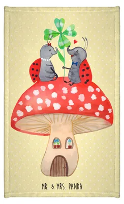 Produktbild von Mr. & Mrs. Panda Handtuch Marienkäfer Fliegenpilz - Gelb Pastell - Geschenk, Klein, Zuhause, Fleigenpilzhaus, Design, Wohnung, Lustige Sprüche, Mini-Handtuch, Haus