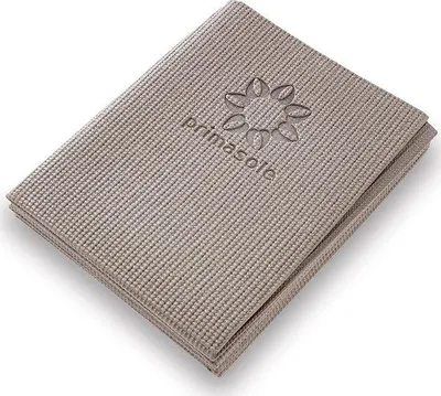 Obrázok produktu pre Uniqoos® podložka na jogu, skladacia – 4 mm, podložka na pilates a na cestovanie, 68 x 24 palcov, PVC, kompaktná a ľahká, vhodná do štúdia, na pláž, do parku, hnedá/šedá