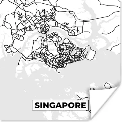 Produktbild von MuchoWow® Poster Singapur - Karte - Stadtplan - Schwarz und weiß - Karte 75x75 cm - Wand Dekoration