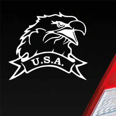 Produktbild von Auto Aufkleber USA Adler Eagle U.S.A. Amerika Tuning 12x10 cm Weiss Glanz Sticker Heckscheibenaufkleber