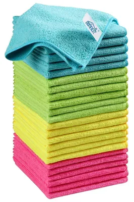 Immagine prodotto di Asciugamani in microfibra, confezione da 24 pezzi, dimensioni 30 x 30 cm, multicolore, senza pelucchi, non graffianti, ultra-assorbenti