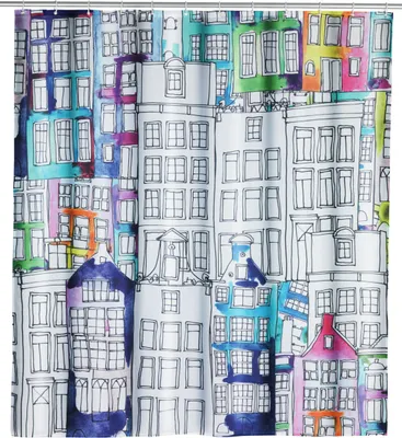 Produktbild von WENKO Dusch Vorhang Badewannen 180x200 cm inkl Ringe Anti-Schimmel Sunny CITY