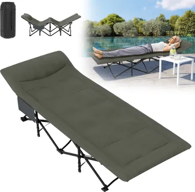 Image de LARS360 Lit de camp 185cm, lit pliant pour le camping, les voyages et les invités, capacité de charge 250 kg, tissu cationique, lit pliant en gris