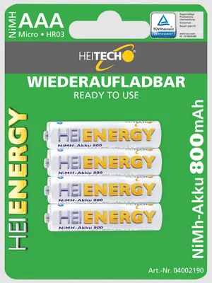 Produktbild von Heitech NiMH-Akku "Gotowy do użycia" - HR03 Micro/AAA - 800 mAh - 1,2 V