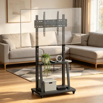 TV-Ständer mit Rollen, höhenverstellbar 123-155 cm, für 40-70 Zoll, 60 kg