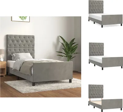 Image de vidaXL Cadre de lit avec tête de lit gris clair 80x200 cm velours - Lits & sommiers
