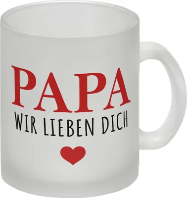 Produktbild von Papa wir lieben dich Glas Tasse in rot mit Herz