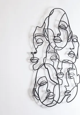 Zdjęcie produktu dla Wallity, Faces Line Art- APT743 L, dekoracja ścienna, czarny, stal, 73 x 99 cm
