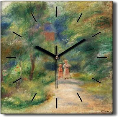Produktbild von Coloray Hodiny Unikátní 30x30 cm  Tiché hodiny Pro obývací pokoj a kuchyň Nástěnné hodiny Plátno Černé ručičky hodin - Lesní cesta žena dítě