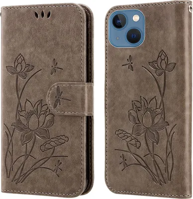 Produktbild von König Design Hülle kompatibel mit Apple iPhone 14 Kunstleder Handyhülle - Handy Case Grau