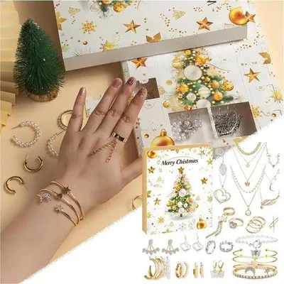 Produktbild von Famanu Adventskalender Schmuck - 24 Tage mit Ketten, Ohrringen und Ringen - für Erwachsene