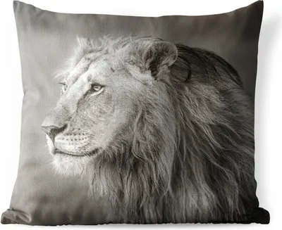 Produktbild von MuchoWow® Outdoor Kissen - Löwe - Wilde Tiere - Schwarz - 45x45 cm - Wetterfest - Lounge Kissen - Fotokissen - Dekoratives Kissen