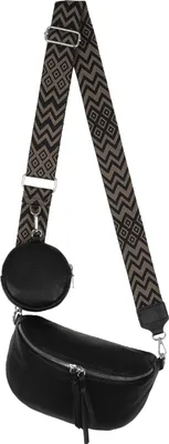 Produktbild von Bauchtasche Umhängetasche Kunstleder Crossbody-Bag Italy-Design BLACK (YB-5566)