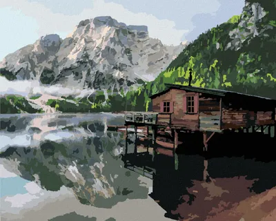 Produktbild von Zuty - Malen nach Zahlen - SEE MIT HÄUSCHEN UND BOOTEN ITALIEN, 40x50 cm, mit Keilrahmen (bereits gespannt)