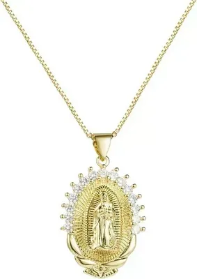 Image de Collier Médaillon Vierge Marie Doré - Élégance Spirituelle KP29903