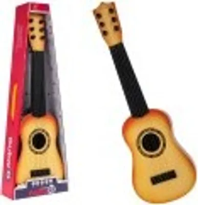 Produktbild von Klassische Gitarre für Kinder ab 3 Jahren, hellbraunes Spielzeuginstrument + 6 Metallsaiten