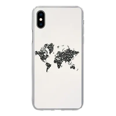 Produktbild von MuchoWow® Handyhülle Schutzhülle Hülle für iPhone Xs Weltkarte - Zahlen - Schwarz Silikon Softcase Handy Hülle - Handytasche