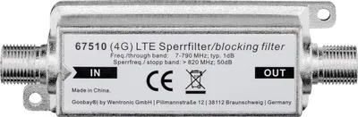 Immagine prodotto di goobay LTE/4G filtro di blocco F femmina a F femmina argento (Bulk)