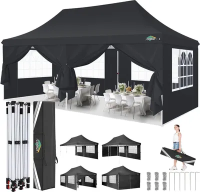 Immagine prodotto di COBIZI gazebo pieghevole 3x6m impermeabile stabile da giardino 6 pareti laterali