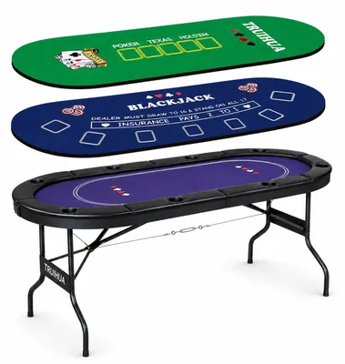 Klappbare Pokertafel 180 cm für 8 Spieler, 2 Matten