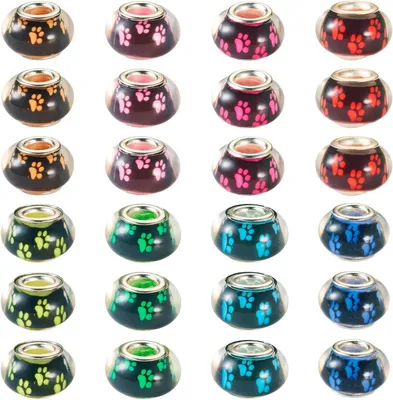 Produktbild von Perlen 50 Stück, 14 mm, Hundepfotenmuster, große Löcher, für DIY Schmuck