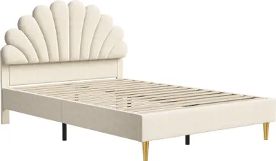 Produktbild von Doppelbett 140 x 200 cm mit Lattenrost, Samt, Beige