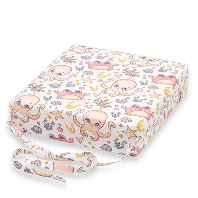 Produktbild von Komfortable Hochstuhl-Sitzerhöhung BASIC rosa Oktopus 8cm Schaumstoff 32x32x8 cm