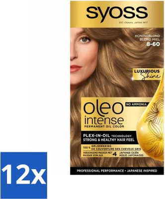 Produktbild von SYOSS – Oleo Intense 8-60 Honigblond – Haarfärbemittel – Ammoniakfrei – Grauabdeckung – Langanhaltende Farbe - Vorteilspack - 12 Stücke