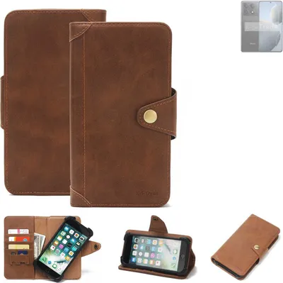 Produktbild von K-S-Trade Handyhülle kompatibel mit Xiaomi Redmi K70E Schutz Hülle Walletcase Bookstyle Tasche Case Handytasche Wallet Flipcase Cover PolyurethanBraun (1x)